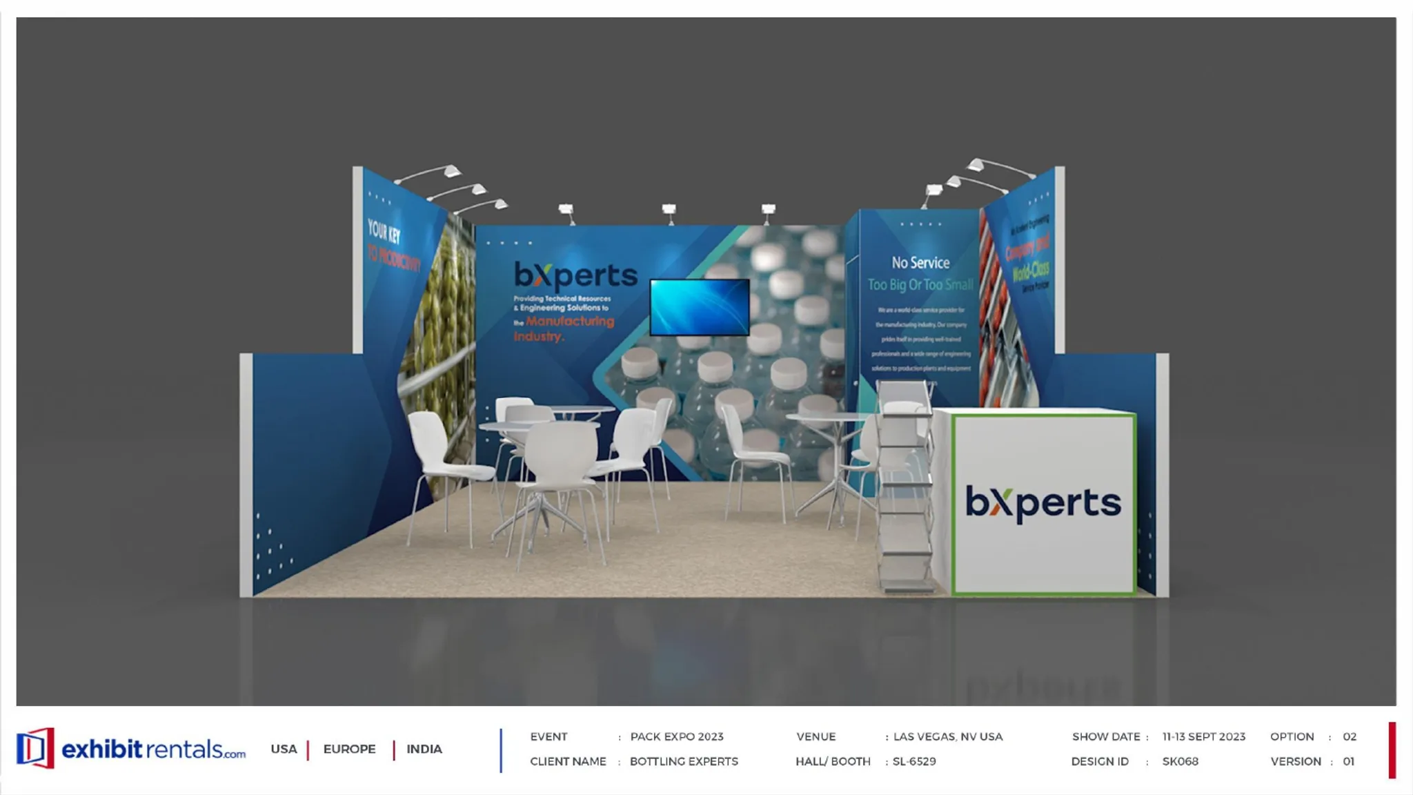 15x15 Inline booth design by Exhibit-Rentals